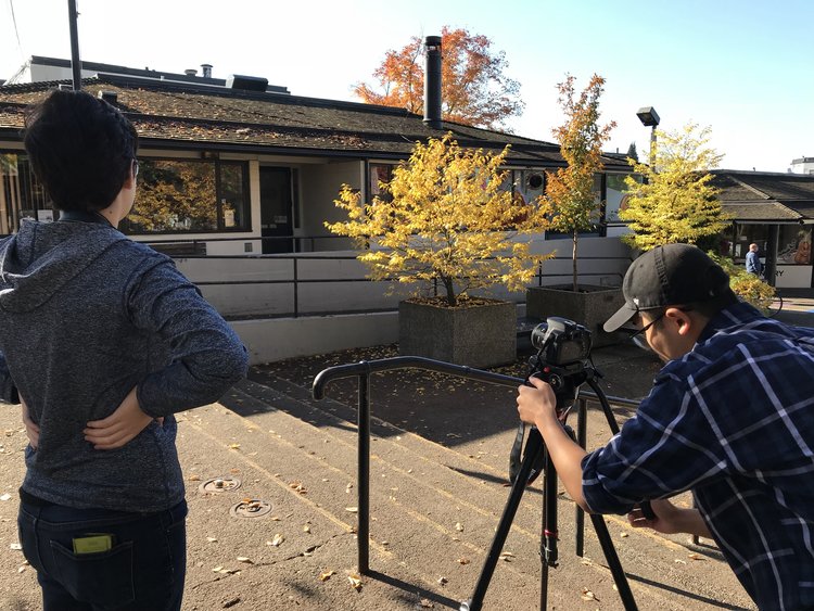 Melissa and I preparing a shot at Britannia Community Center
